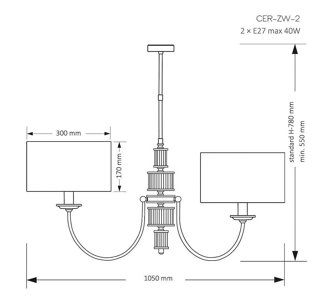Люстра на штанге Kutek Cero CER-ZW-2(N)