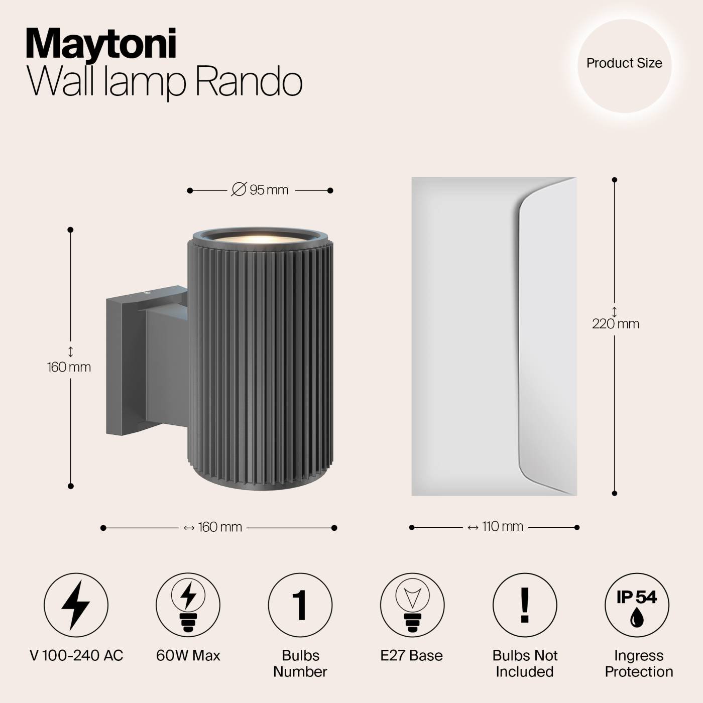 O419WL-01GR Уличный настенный светильник Maytoni Rando O419WL-01GR