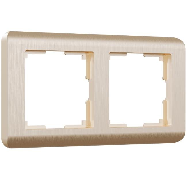 W0022111/ Рамка на 2 поста Stream (шампань) Рамка Werkel W0022111/ Рамка на 2 поста Stream (шампань)