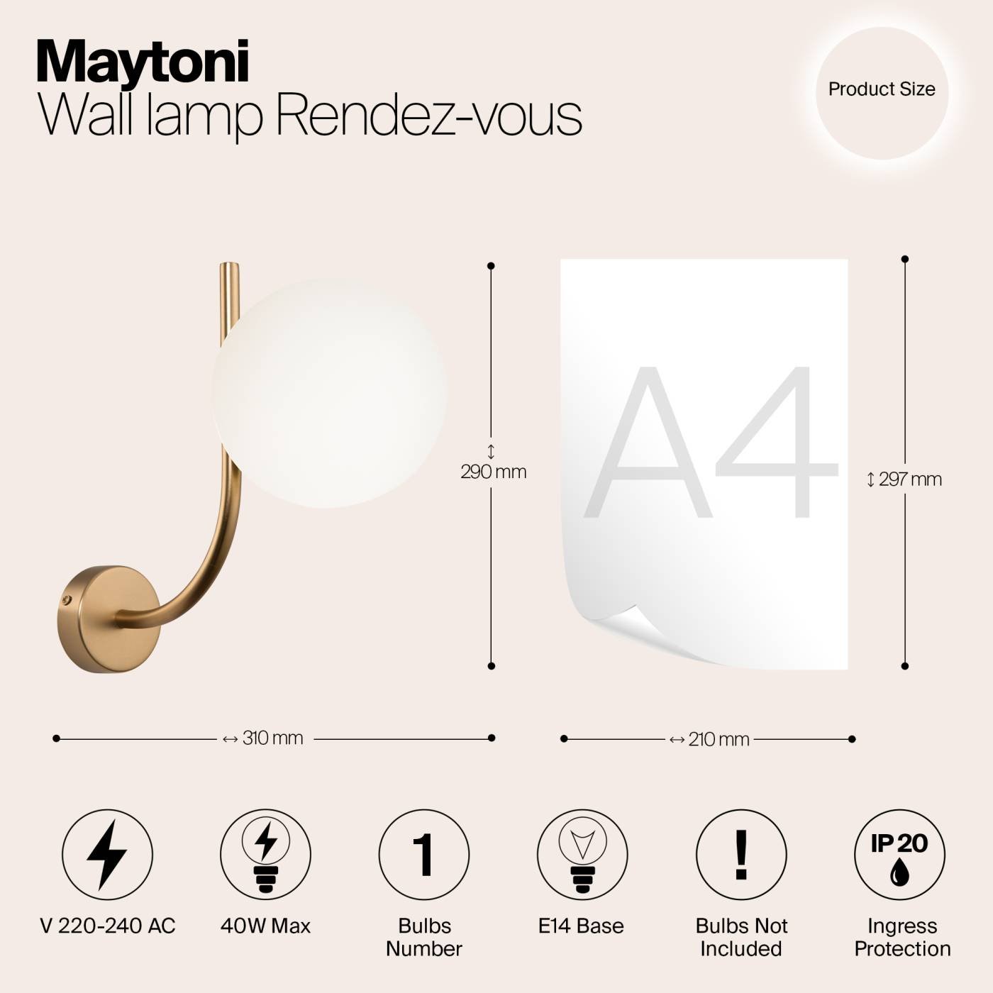 Настенное бра Maytoni Rendez-Vous MOD109WL-01BS
