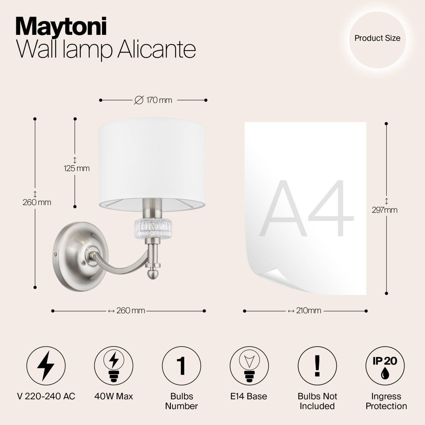 Настенное бра Maytoni Alicante MOD014WL-01N