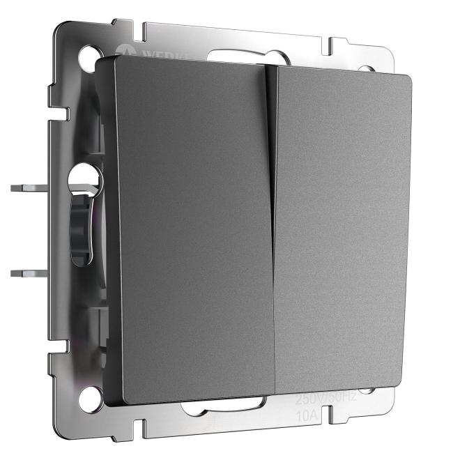 W1120064/ Выключатель двухклавишный (графит матовый) Выключатель Werkel W1120064/ Выключатель двухклавишный (графит матовый)