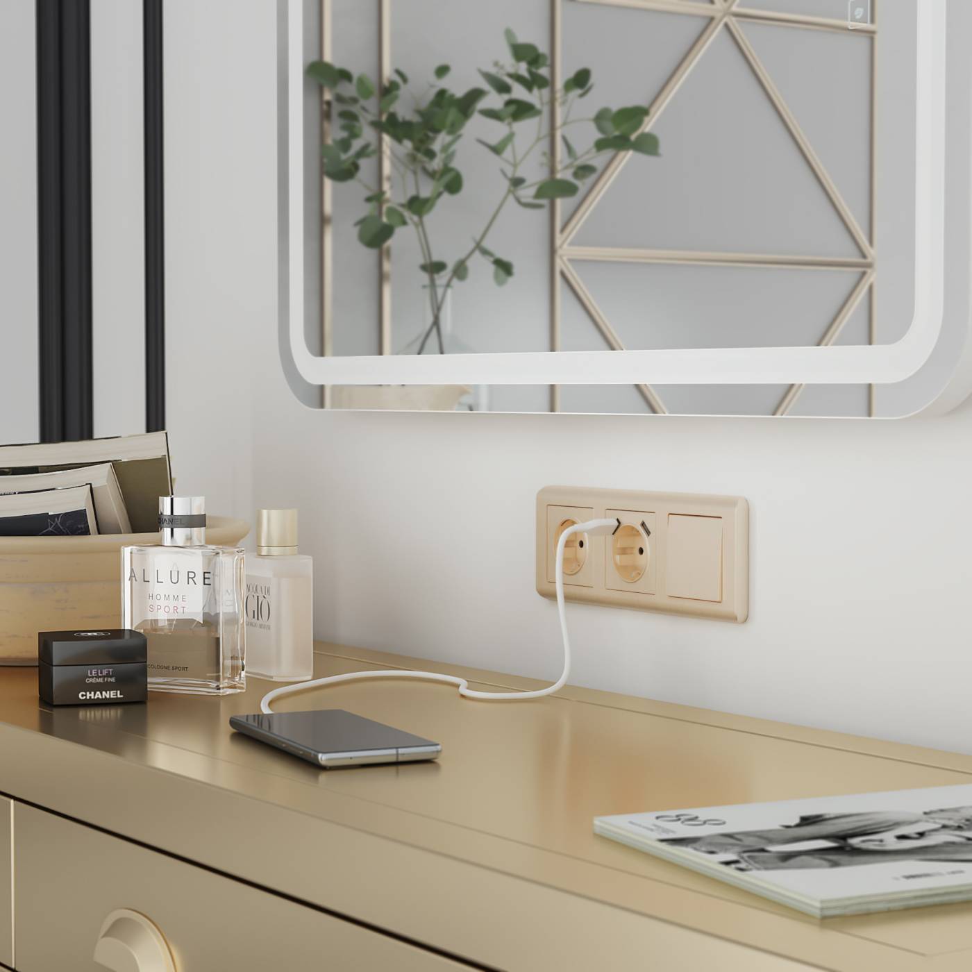 W1179510/ Накладка для розетки USB (шампань рифленый) Накладка на механизм Werkel W1179510/ Накладка для розетки USB (шампань рифленый)