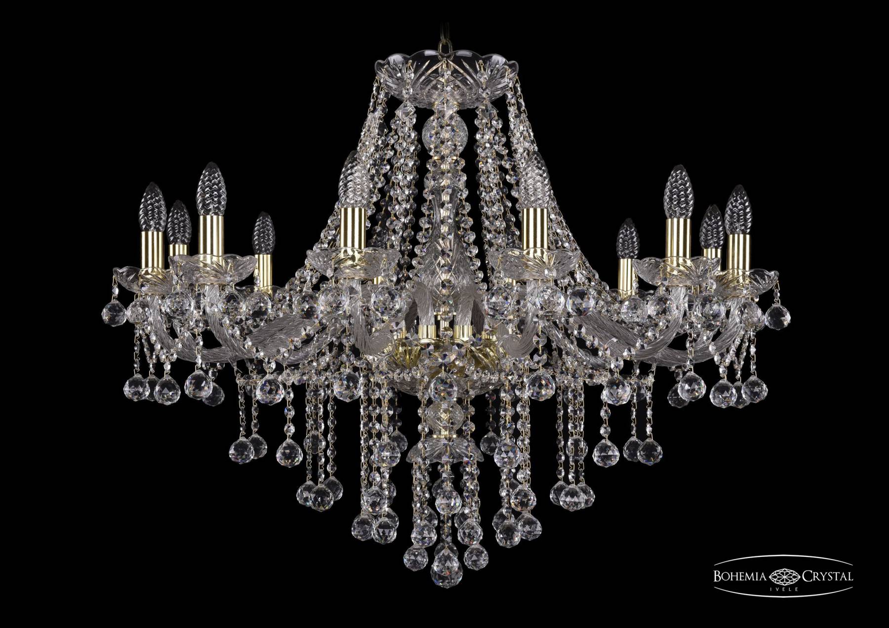 1415/12/300 G Balls Подвесная хрустальная люстра 1415 Bohemia 1415/12/300 G Balls