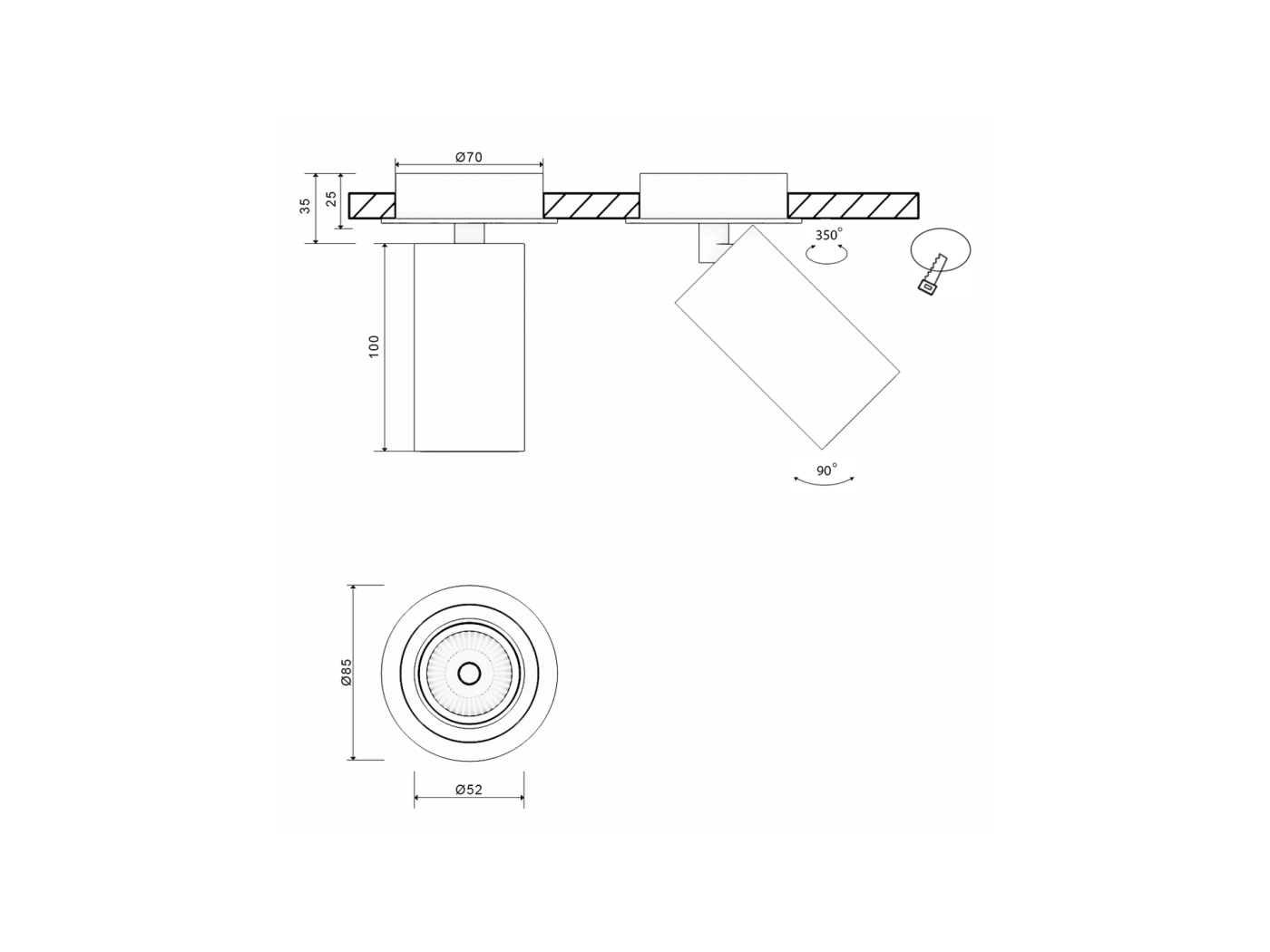 00-00004866 Сменное крепление M4 для светильников VILLY встраиваемое, SWG PRO 00-00004866