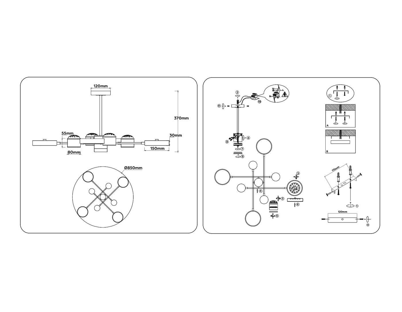 FL51629 Потолочная люстра Ambrella LineTech FL51629