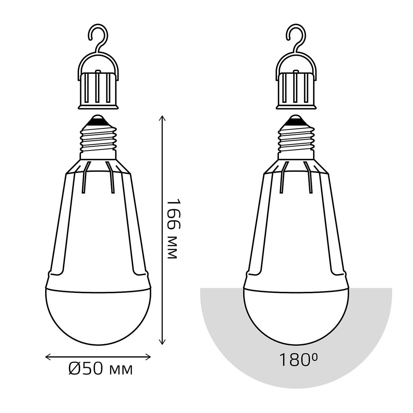 Лампа Gauss A80 12W 900lm 3000K Е27 авар. с Li-Ion аккумулятором LED 102002112