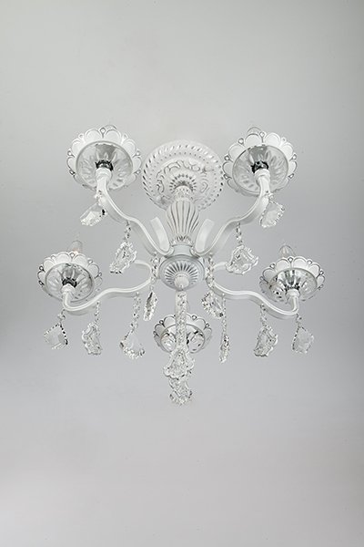 Потолочная люстра Eurosvet Эммануэль 10049/5 белый с серебром/прозрачный хрусталь Strotskis