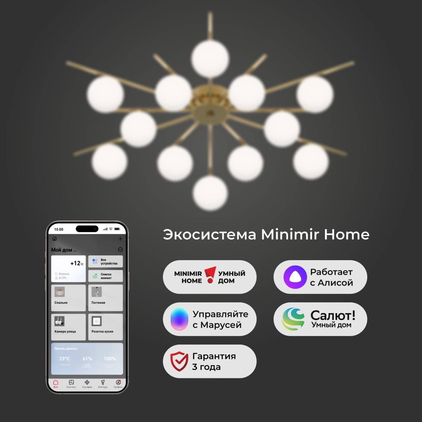 Потолочная люстра Sabina Eurosvet 302001/12 латунь Smart
