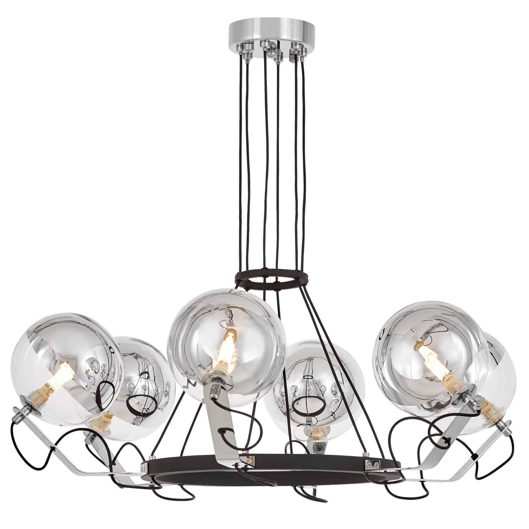 LDP 9110-6 BK+CHR Подвесная люстра Lumina Deco Marseo LDP 9110-6 BK+CHR