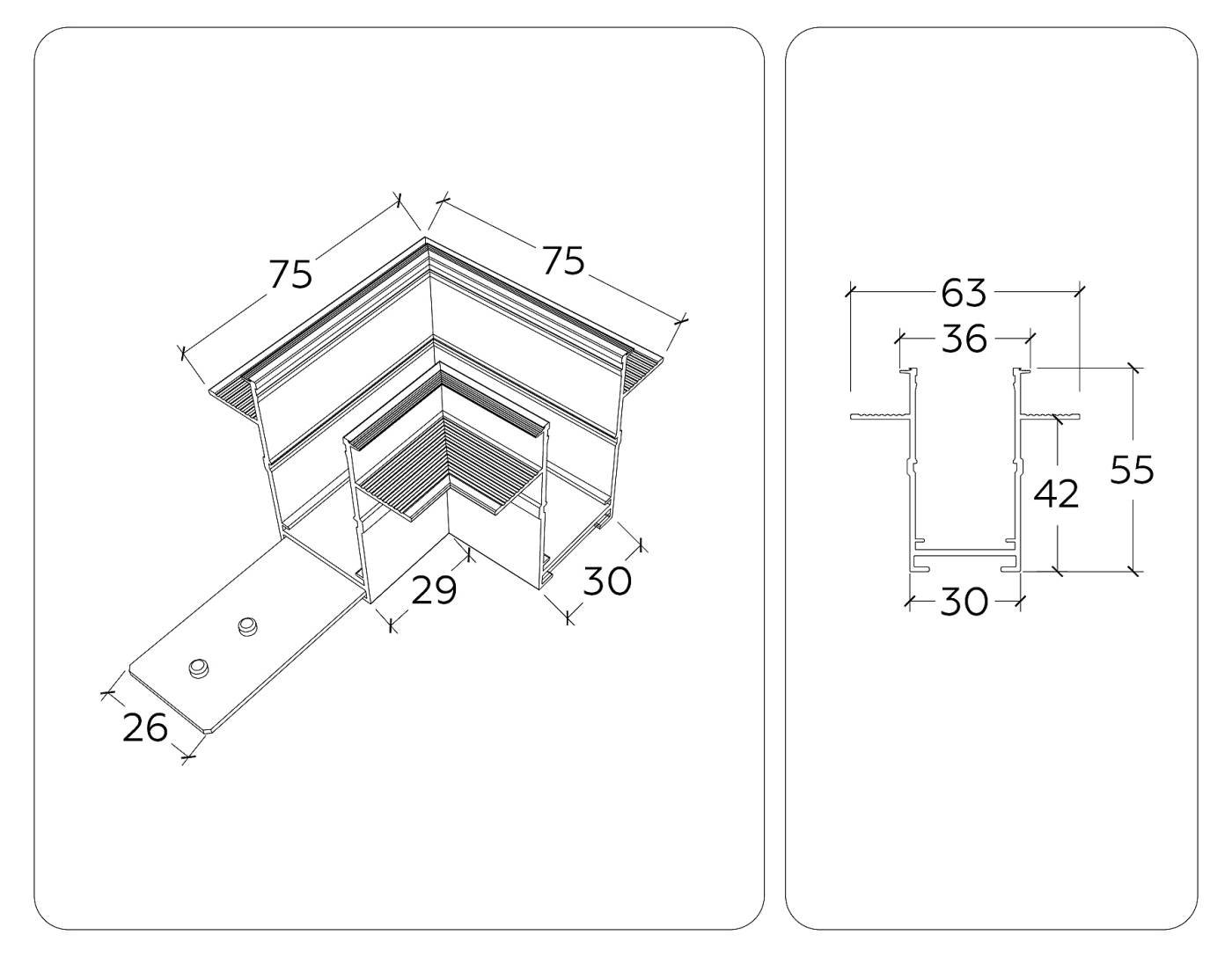 Коннектор угловой для встраиваемого шинопровода Ambrella Magnetic 220V GL1039