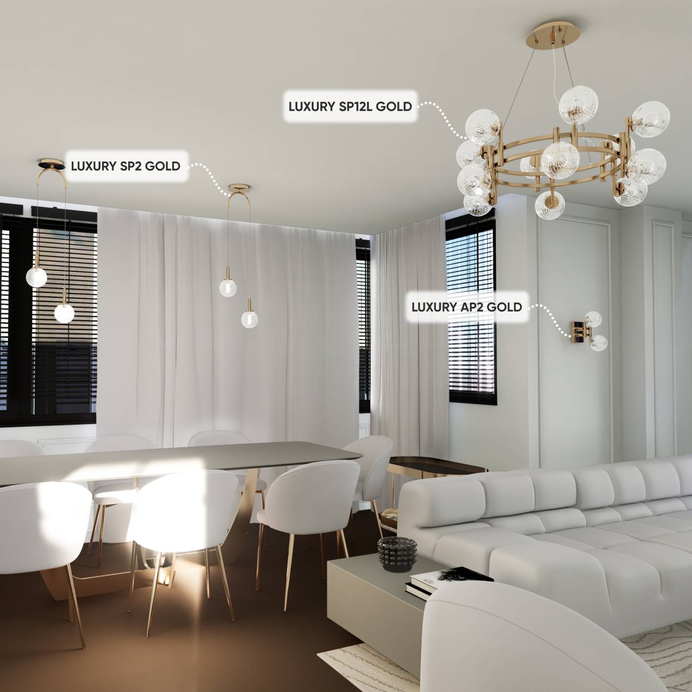 LUXURY SP12L GOLD Подвесная люстра Crystal Lux Luxury LUXURY SP12L GOLD