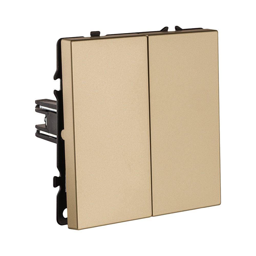 EC-025GD Выключатель кнопочный 2-клавишный 10А/250В, золотой Kollinger Eclipse EC-025GD