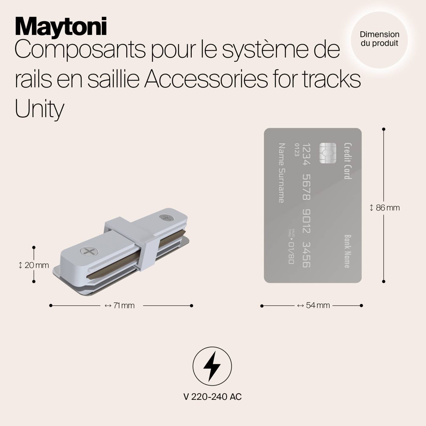 TRA001C-11W Прямой коннектор Maytoni Accessories for tracks TRA001C-11W