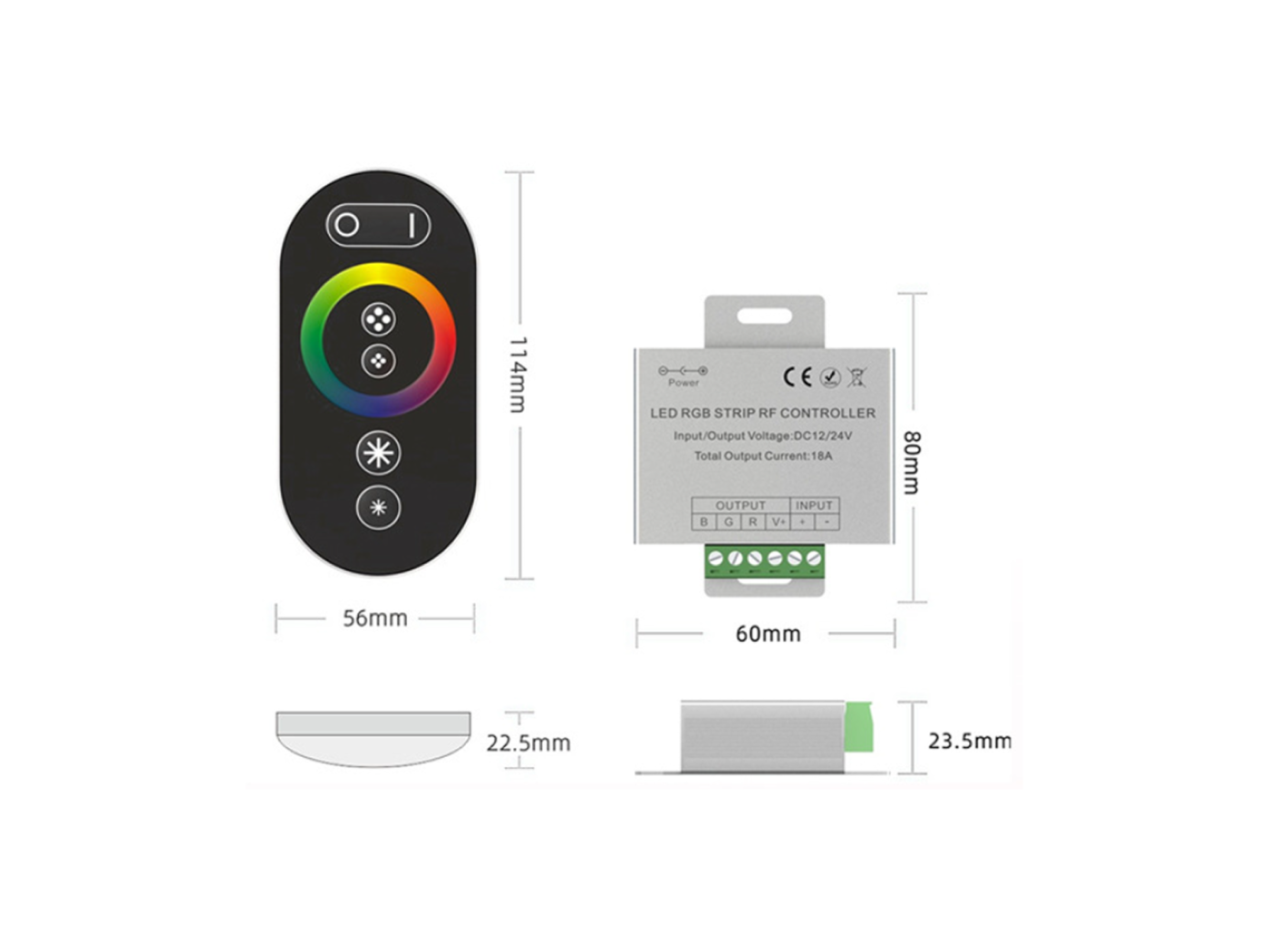 00000000279 Контроллер радио touch DELUCE 18А, 12/24 Вольт, RF-RGB-S-18A-WH1, SWG Standard 00000000279