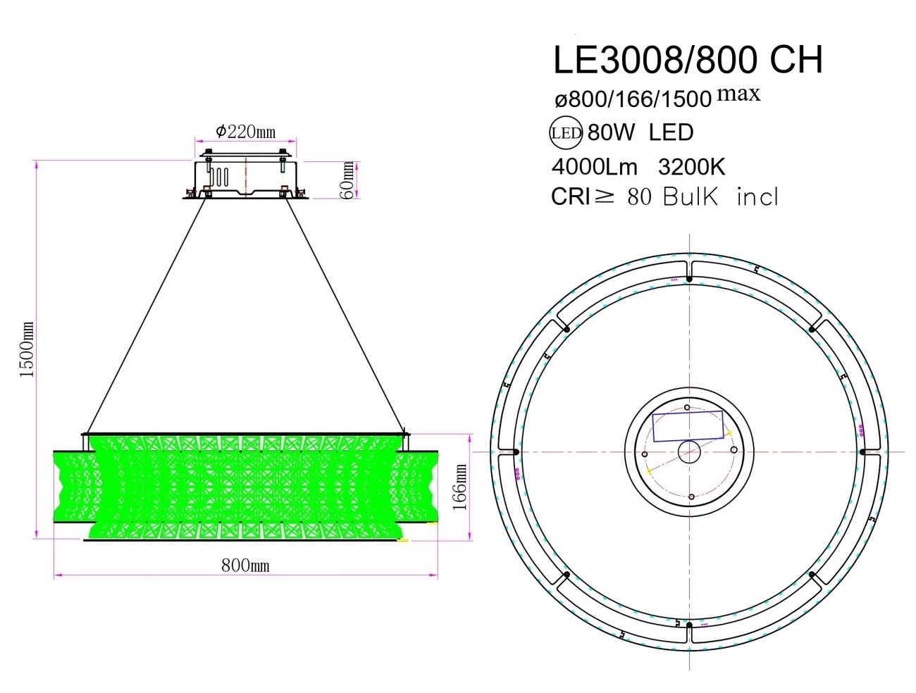 LE3008/800 CH Подвесная люстра LEON Aurelie LE3008/800 CH