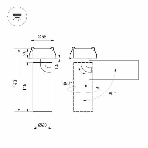 Встраиваемый светильник Arlight Gabi Built Flap 052356