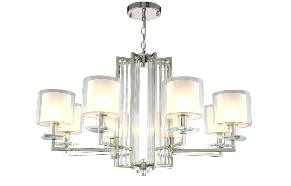 Подвесная люстра Crystal Lux Nicolas NICOLAS SP-PL8 NICKEL/WHITE