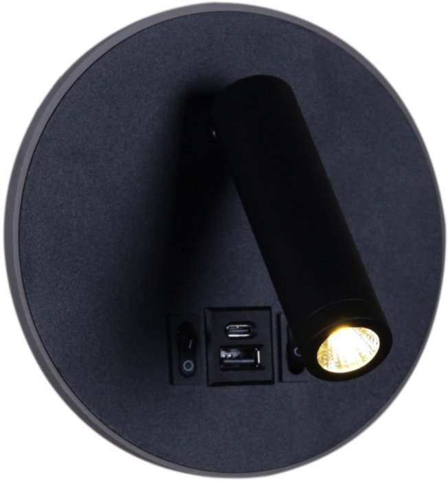 Настенный светильник 86203-9.2-001KT LED12W+USB BK