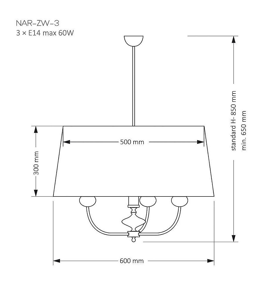 Потолочная люстра Kutek Narni NAR-ZW-3(CZ)