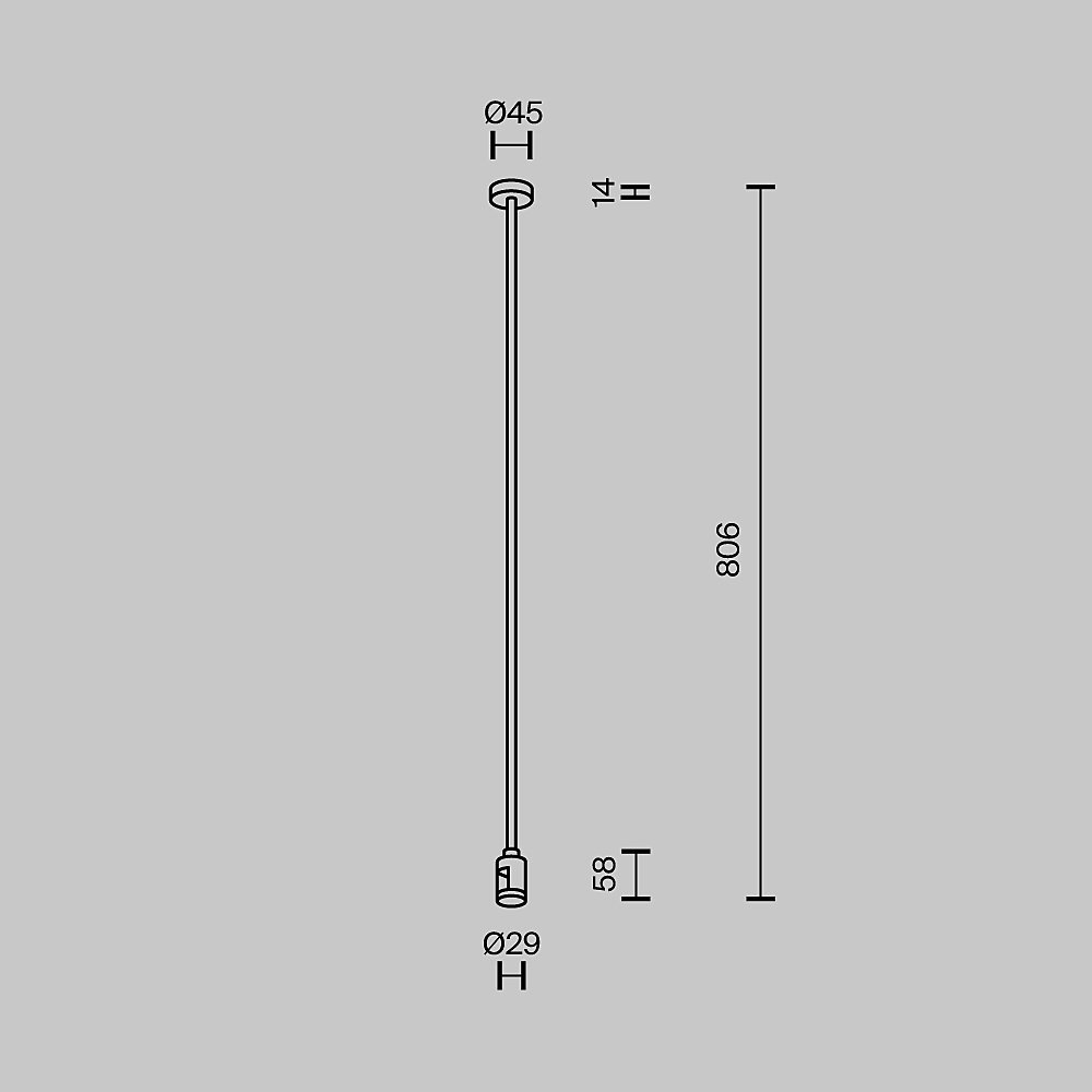 TRA159C-SL1-PT Крепление потолочное Long одинарное 760мм Maytoni Accessories for tracks Flarity TRA159C-SL1-PT