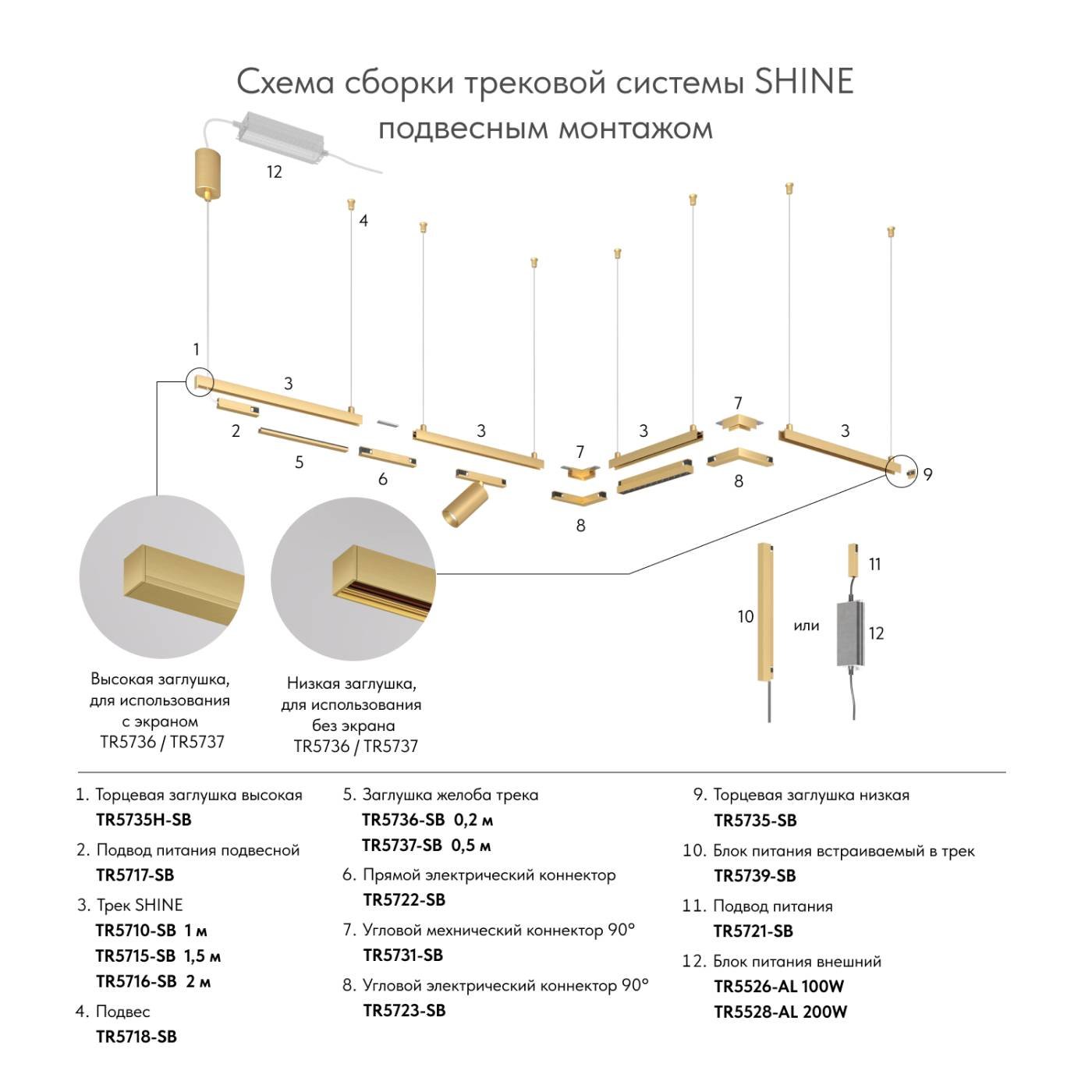 Шинопровод Denkirs Shine base TR5716-SB