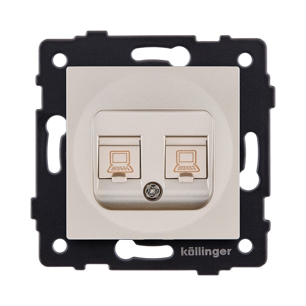 REA-019GD Розетка двойная Ethernet RJ45 Cat.6, золотой Kollinger REA-019GD для Aspekt, Eleganz, Reflex