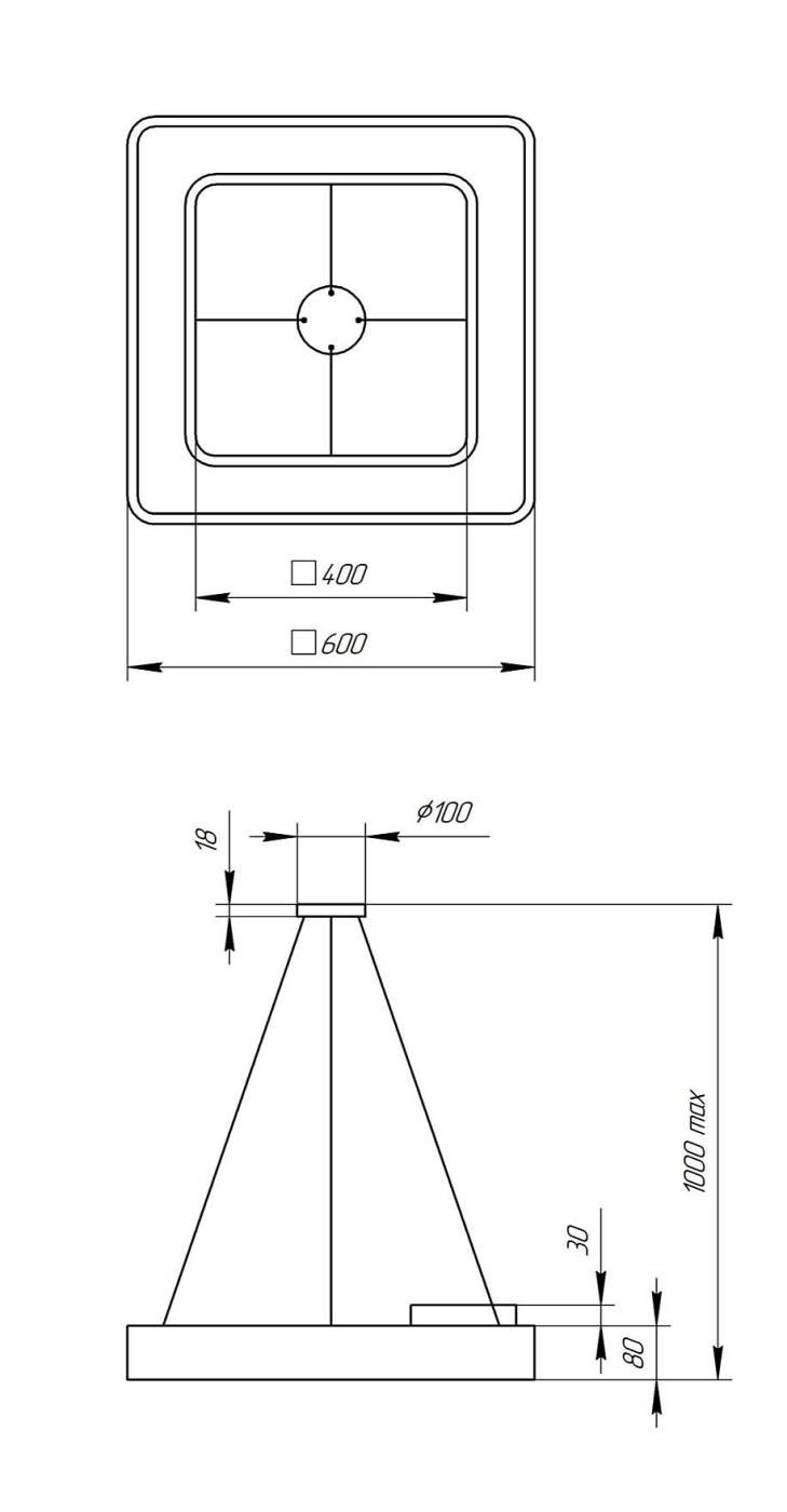 Светильник подвесной ЭРА Quadro SPO-161-B-40K-060
