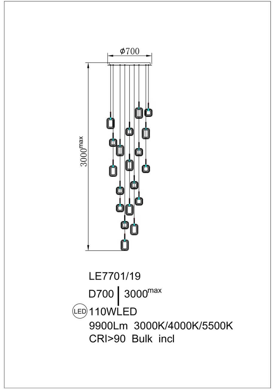 LE7701/19 Gold Люстра каскадная LEON Theona LE7701/19 Gold