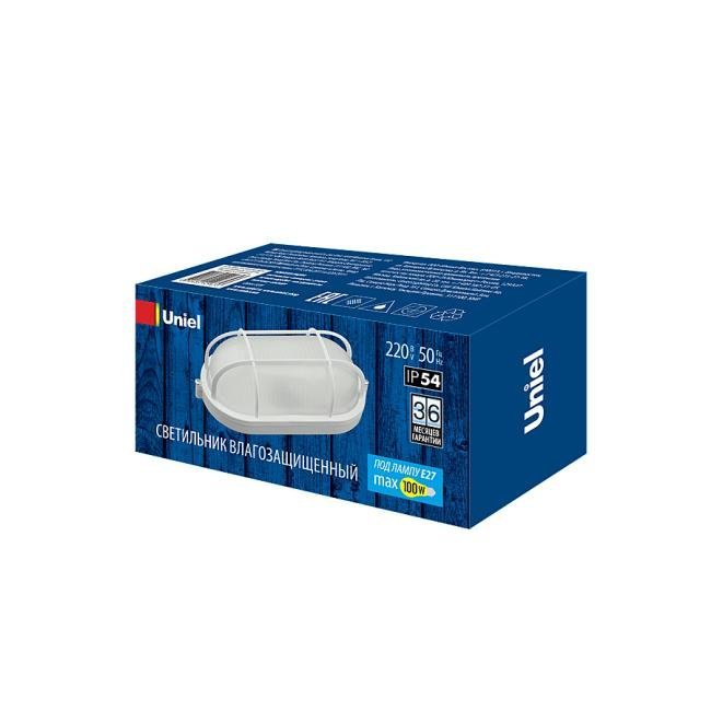 UWL-O02 100W/E27 IP54 WHITE Овал/Решетка Уличный потолочный светильник Uniel UWL-O02 100W/E27 IP54 WHITE Овал/Решетка