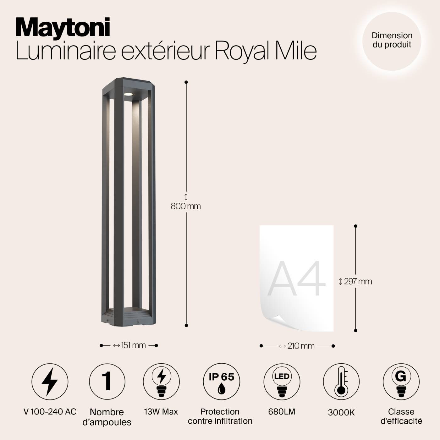 O019FL-L12GR3K Уличный наземный светильник Maytoni Royal Mile O019FL-L12GR3K