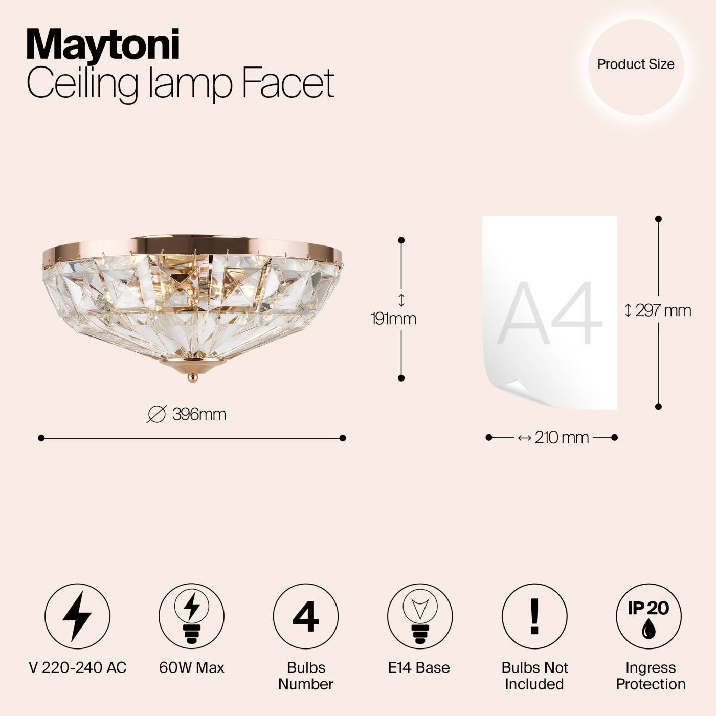 MOD094CL-04G Светильник потолочный Maytoni Facet MOD094CL-04G