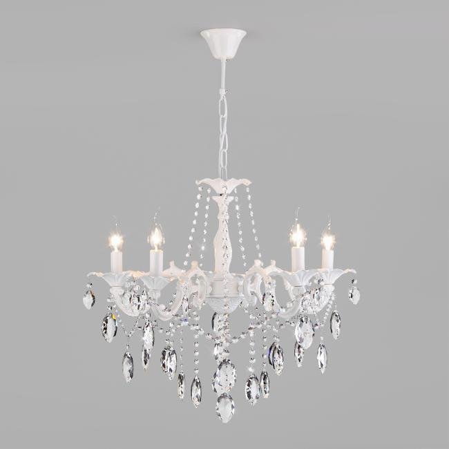 Подвесная люстра Eurosvet Veletta 10108/5 белый/прозрачный хрусталь Strotskis