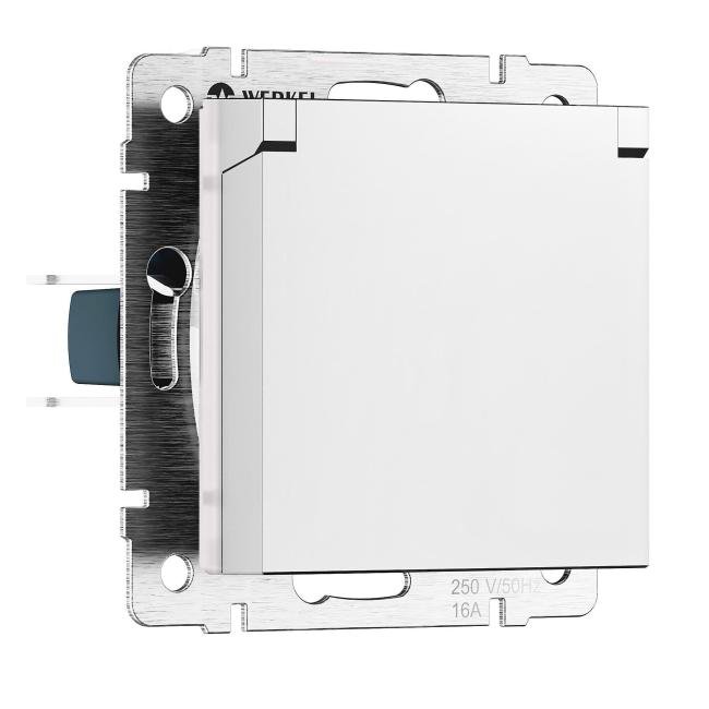 Розетка Werkel Встраиваемые механизмы белые матовые W1171261/ Розетка с заземлением и шторками c крышкой IP44 N (белый матовый)