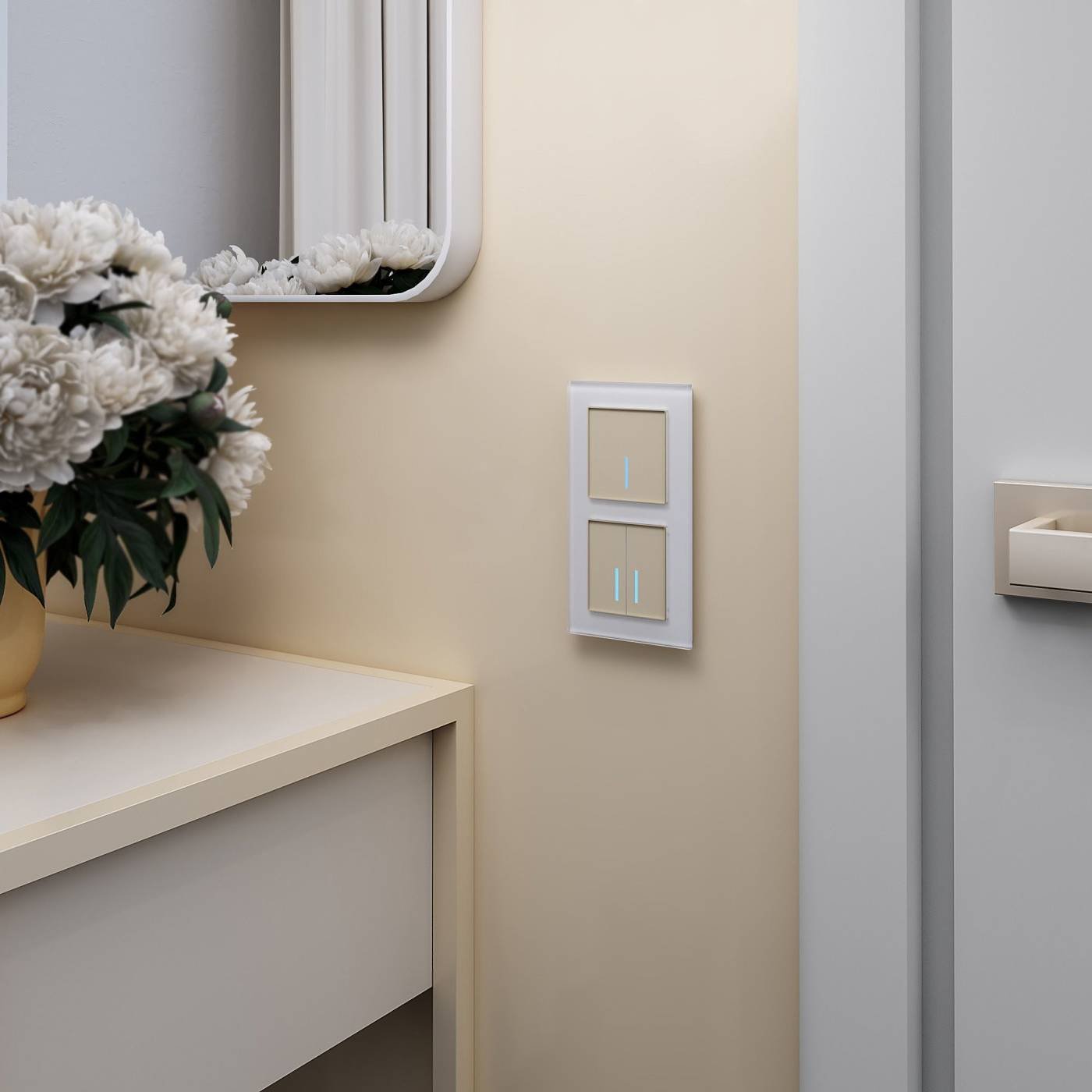 W4510611/ Умный сенсорный выключатель одноклавишный (шампань) Выключатель Werkel W4510611/ Умный сенсорный выключатель одноклавишный (шампань)