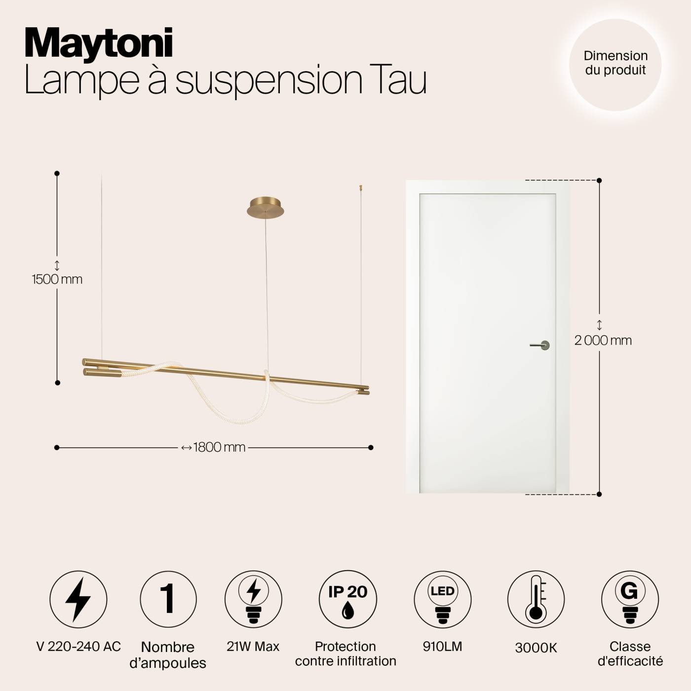 Подвесная люстра Maytoni Tau MOD166PL-L20G3K