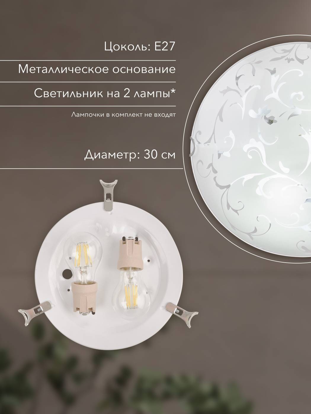 Настенно потолочный светильник Мелодия Света Сноу-вайт R1004-2W-300 WT 000059669