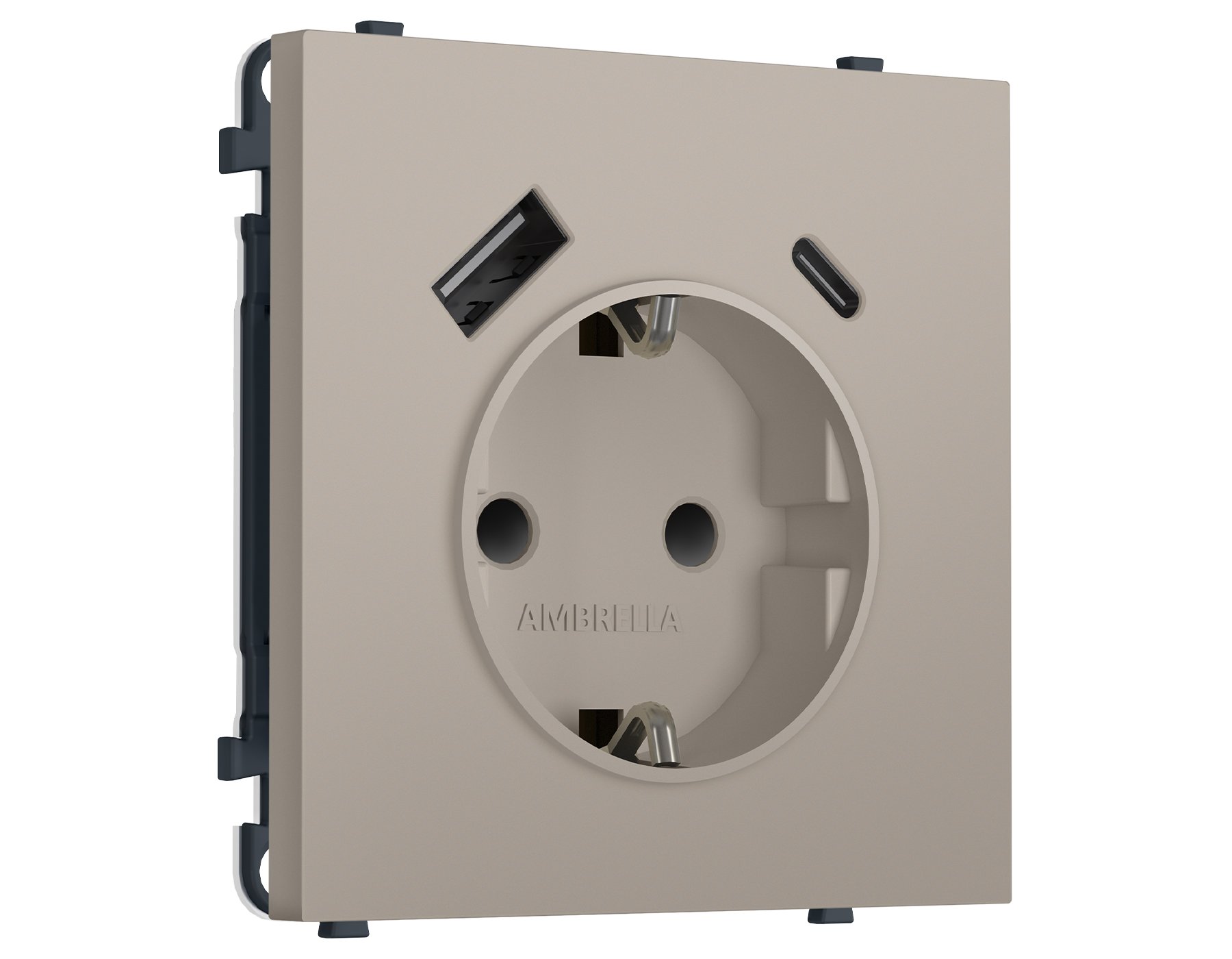 MS370010 MS370010 Комплект механизма электрической розетки SIGMA Серо-бежевый матовый 2USB A+C 20W (быст. зар.) с/з с/ш 16A-250V QUANT PRO (SP3700, PR160)
