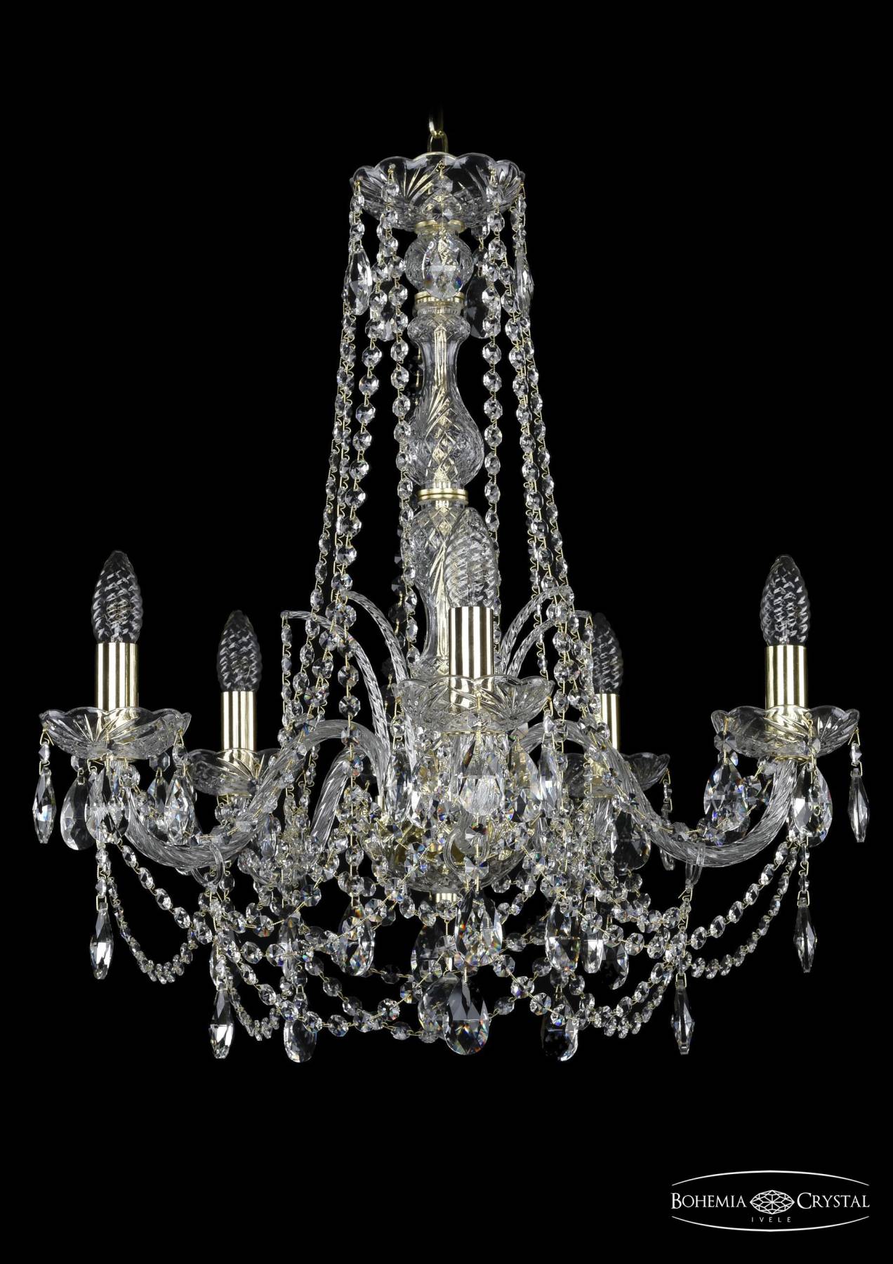 1411/5/195/h-62 G Подвесная хрустальная люстра 1411 Bohemia 1411/5/195/h-62 G