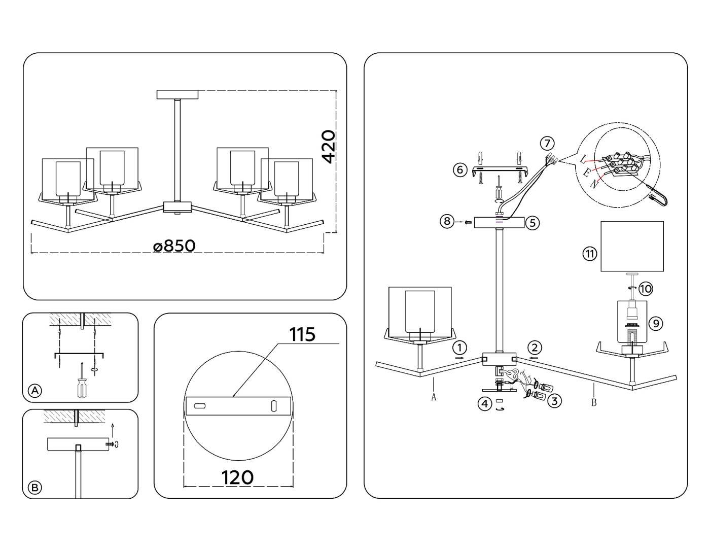 Потолочная люстра Ambrella Modern LH57008