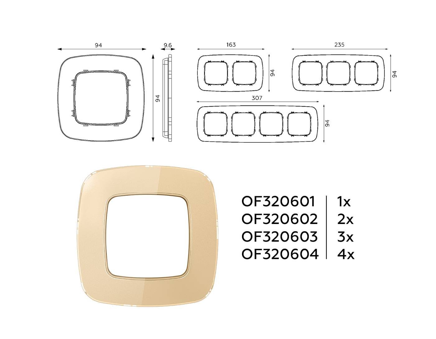 Рамка Ambrella Volt Radian Стекло органическое OF320602
