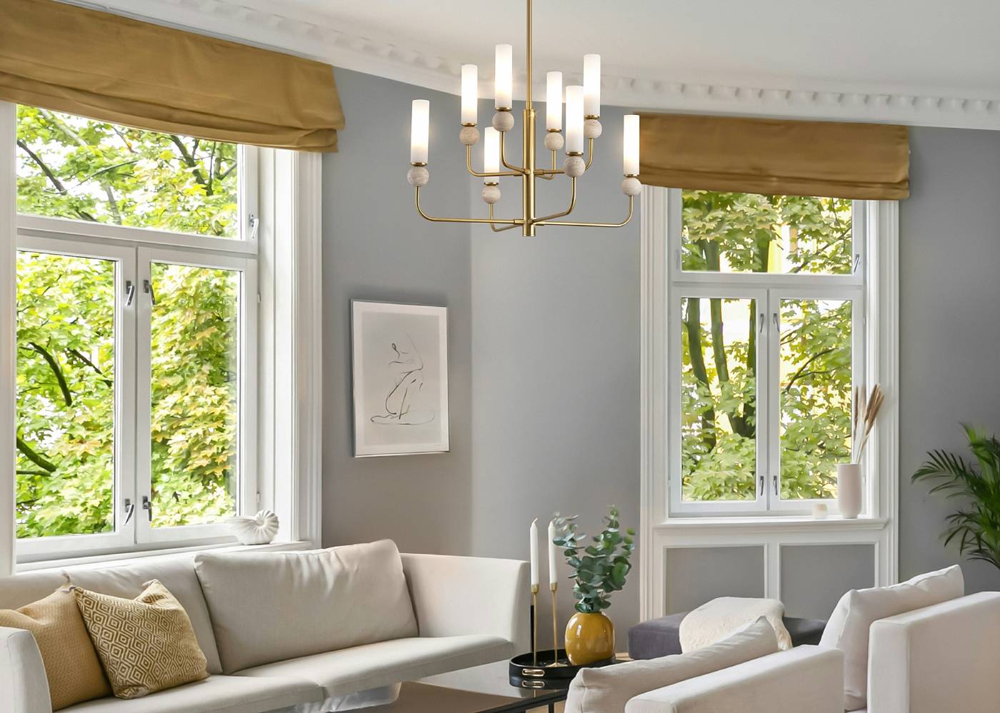 FR5482CL-06BS1 Люстра на штанге Freya Sunspot FR5482CL-06BS1