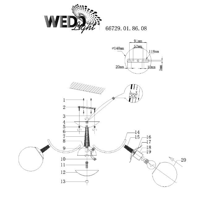 66729.01.86.08 Потолочная люстра Wedo Light Valora 66729.01.86.08