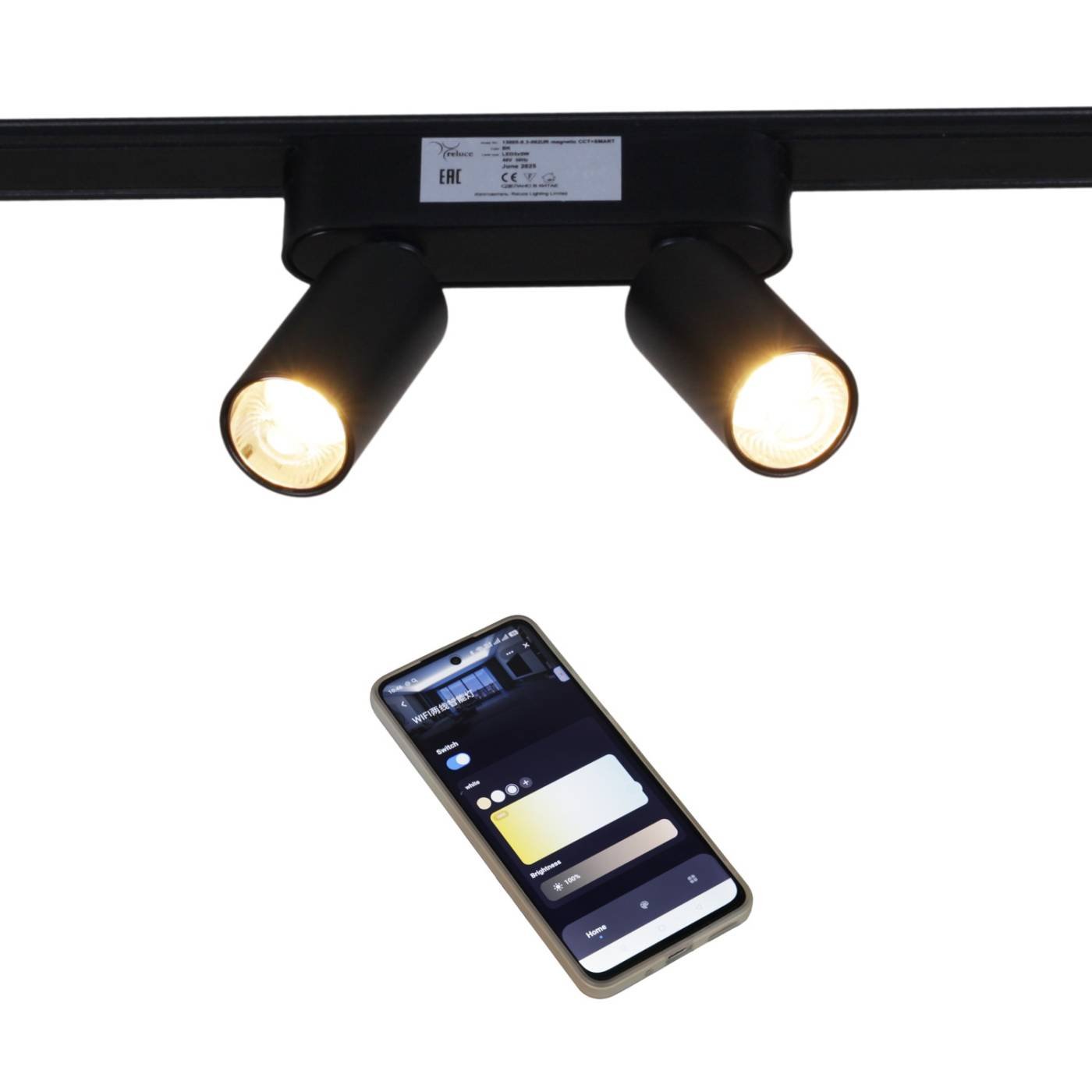 Трековый светильник Reluce 13005-9.3-002UR magnetic LED2x5W BK CCT+SMART