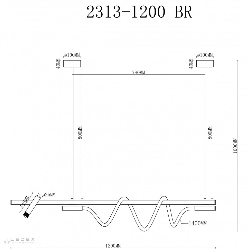Люстра на штанге ILedex Cross 2313-1200 BR