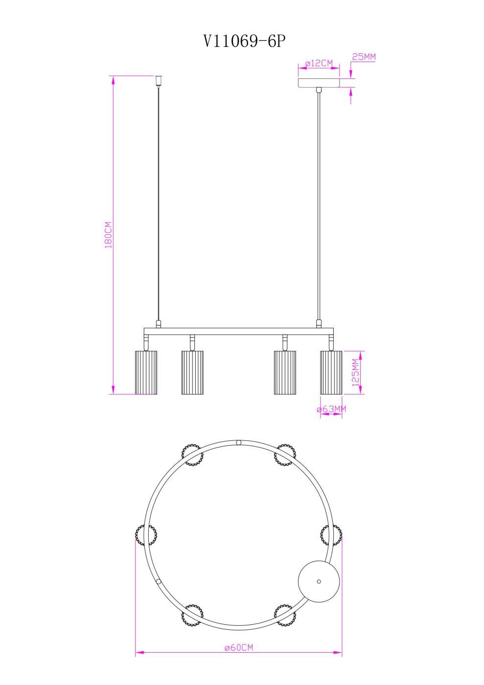 V11604-6P Подвесная люстра Moderli Cora V11604-6P