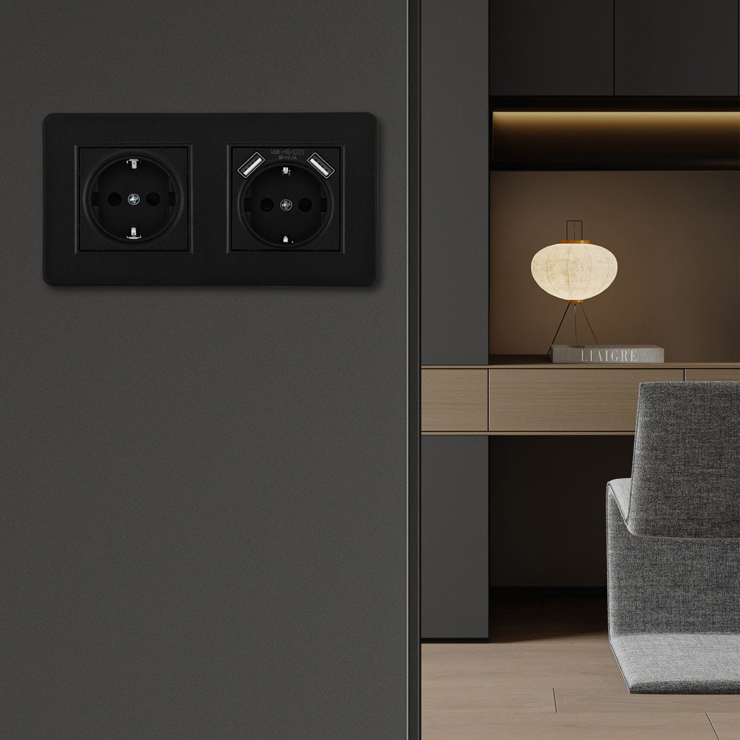 SET16-2-47-1-40-1 black Розетка Arte Milano Set16-2 SET16-2-47-1-40-1 black
