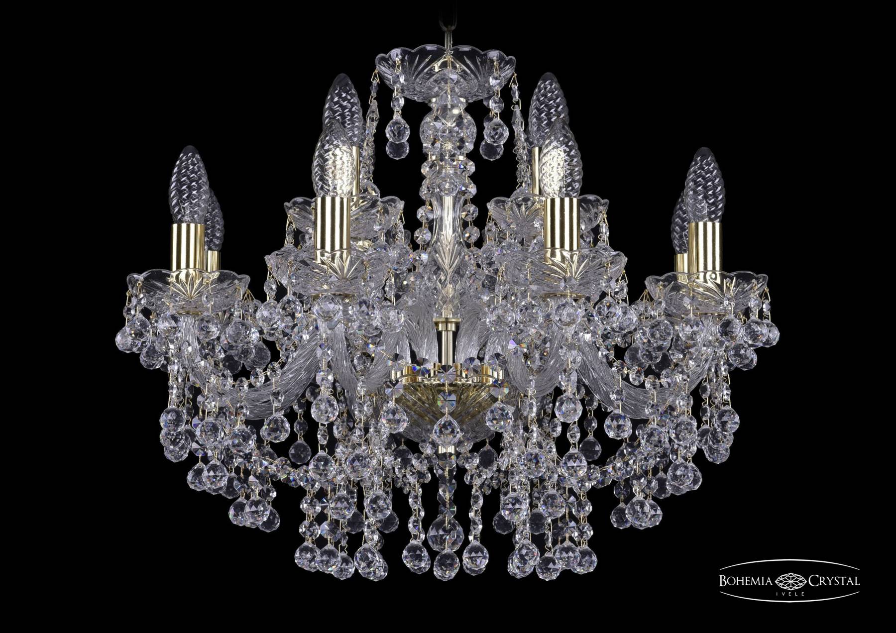 1409/8+4/195 G Подвесная хрустальная люстра 1409 Bohemia 1409/8+4/195 G