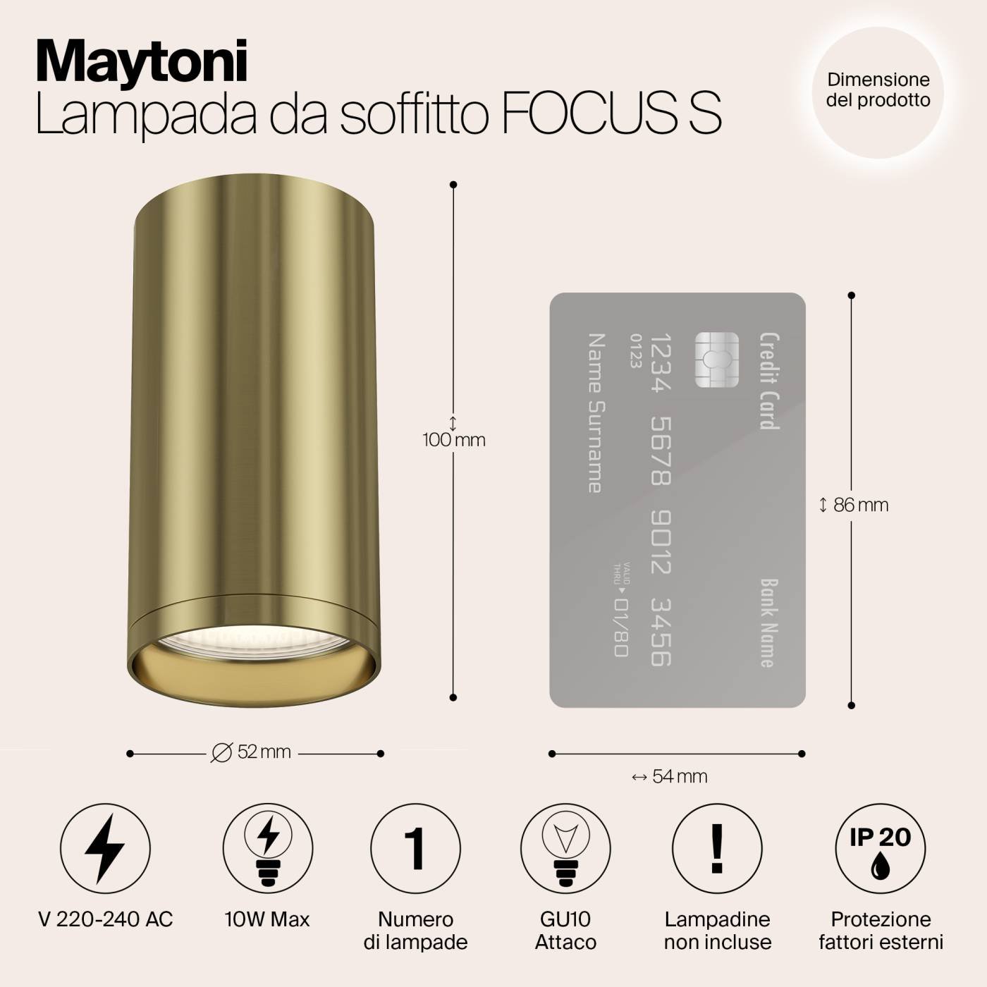 Накладной светильник Maytoni Focus S C052CL-01BS