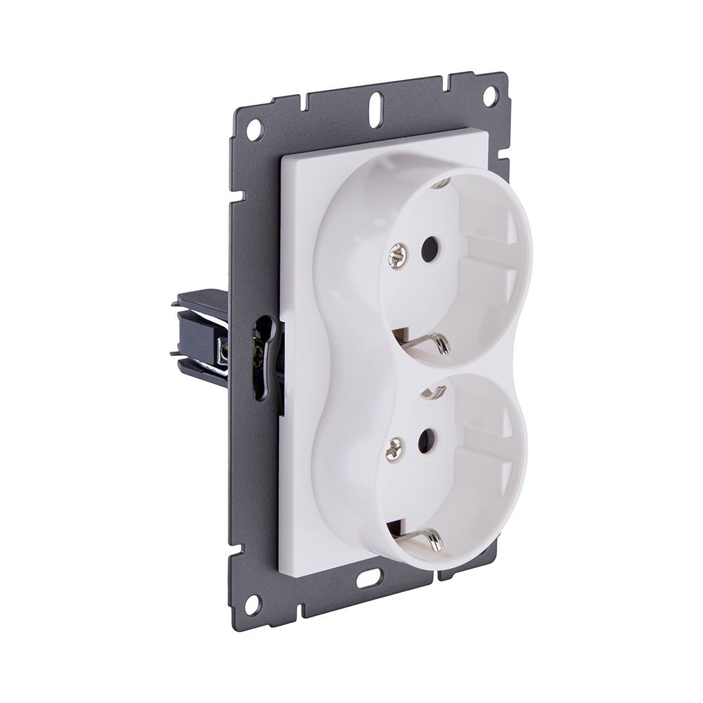 Розетка штепсельная SCHUKO двойная 16A/250 В, белый матовый Kollinger REA-032WM для Aspekt, Eleganz, Reflex